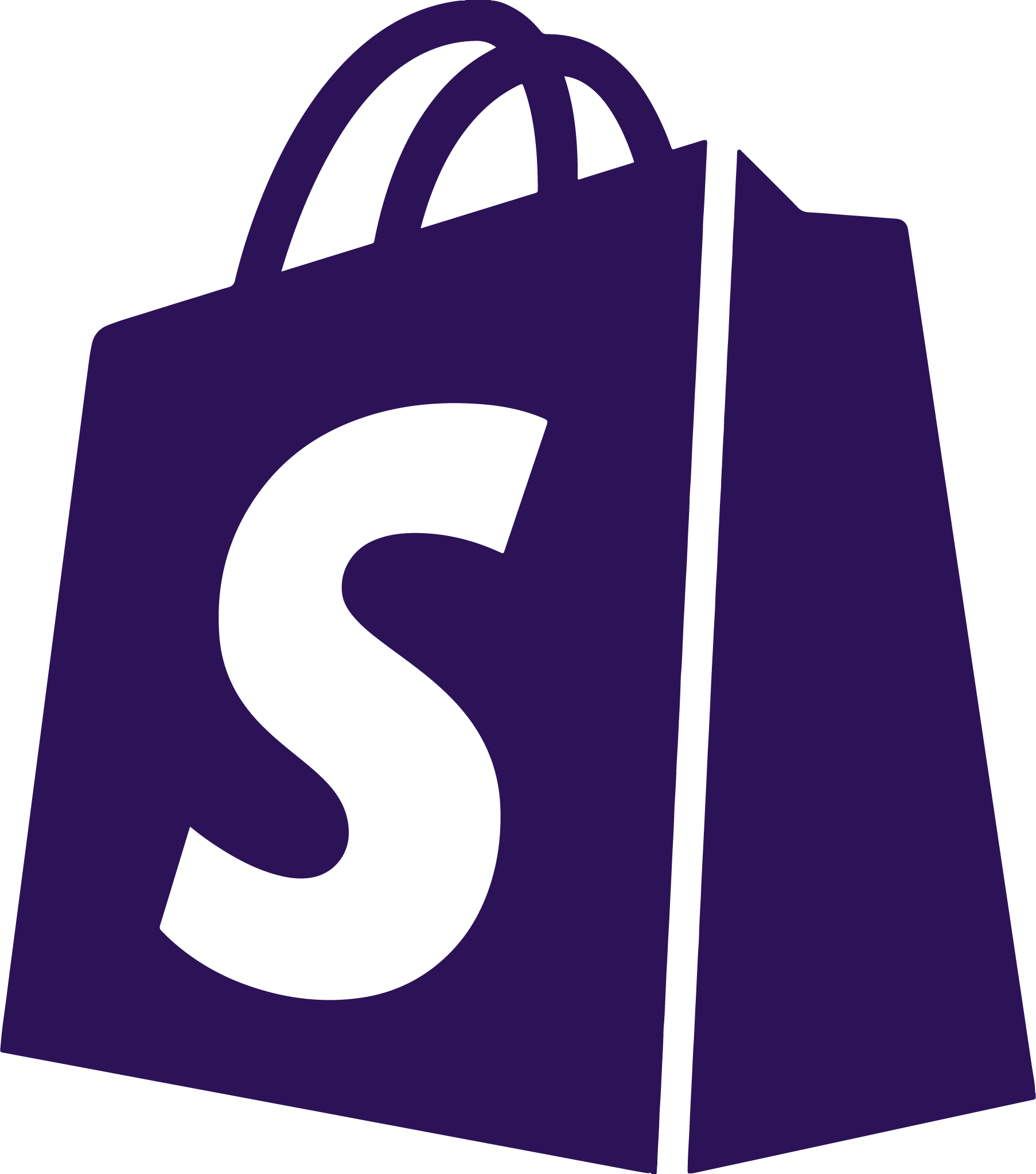  The official Shopify logo that resembles a shopping bag with a large S on one side to represent White Raven's 'Online Store Development' services.