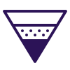 A dark purple icon of an upside down triangle with three sections - each filled with white space, dots, or purple color to represent different stages of a sales pipeline to represent White Raven’s ability to build websites that convert to sales for its website development clients.