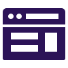 A dark purple icon of a clear, user-friendly User Interface (UI) like one the White Raven team would build for their website development clients.
